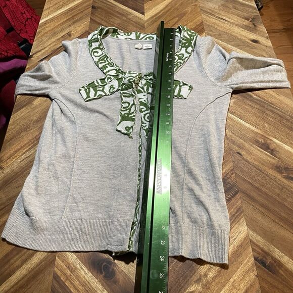 Anthropologie Moth Sweater‎ Cardigan Heather Gray Green Bow Wool Blend Sz S - Picture 4 of 7